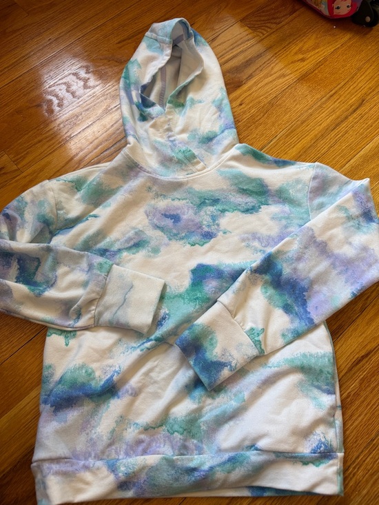 all in motion Other - all in motion Girls White Hoodie with Blue, Teal & Purple Watercolor Print